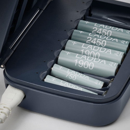 LITOSFÄR Battery charger with storage, dark blue