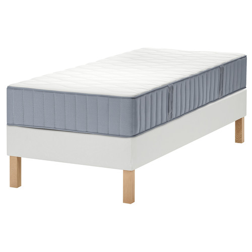 LYNGÖR Divan bed, Vågstranda medium firm/light blue white, 90x200 cm