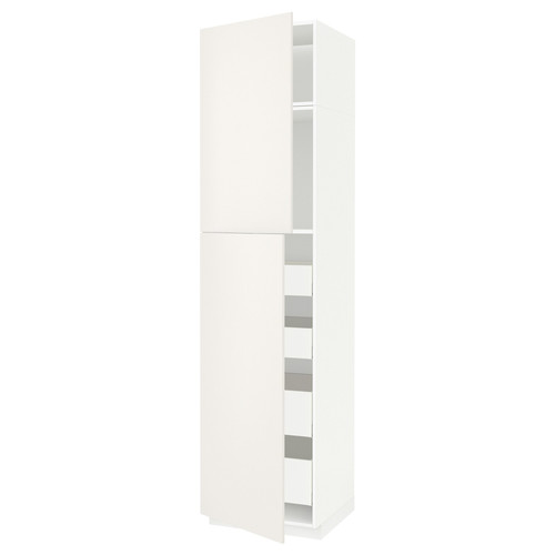 METOD / MAXIMERA Hi cab w 2 doors/4 drawers, white/Veddinge white, 60x60x240 cm