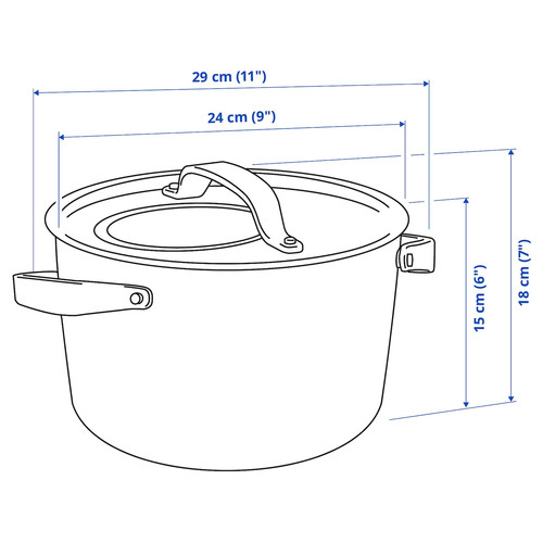 SENSUELL Pot with lid, stainless steel, grey, 5.5 l