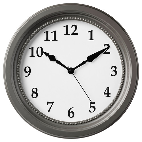 SÖNDRUM Wall clock, low-voltage/grey, 35 cm