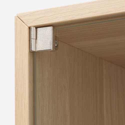 EKET Wall cabinet with glass door, white stained oak effect, 35x25x35 cm