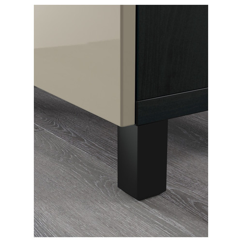 BESTÅ Storage combination with drawers, black-brown, Selsviken high-gloss beige, 180x40x74 cm