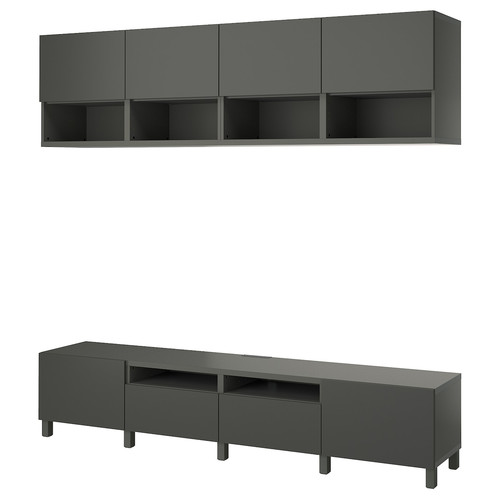 BESTÅ TV storage combination, dark grey/Lappviken/Stubbarp dark grey, 240x42x230 cm