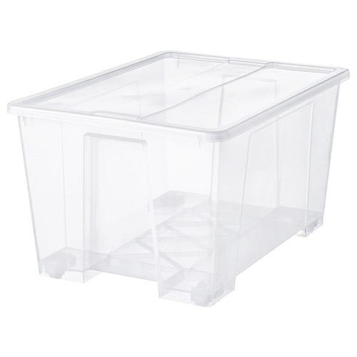 SAMLA Box with lid, transparent, 79x57x43 cm/130 l