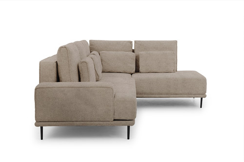 Corner Sofa-Bed Right Nicole L Crown 3 Antelope/black legs, beige