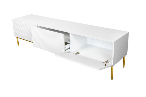 TV Cabinet Nicole 200cm, matt white, gold legs