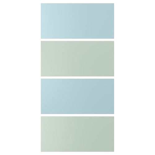 MEHAMN 4 panels for sliding door frame, light blue/light green, 100x201 cm
