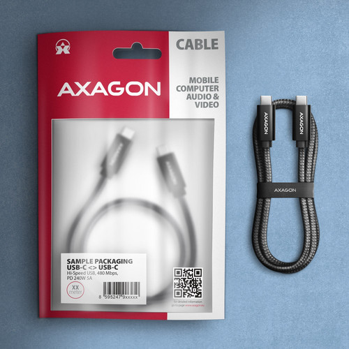 AXAGON USB Cable BUCM2-CM15AB 240W USB-C USB-C, 1.5m