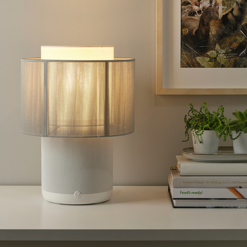 SYMFONISK Speaker lamp w Wi-Fi, textile shade, white