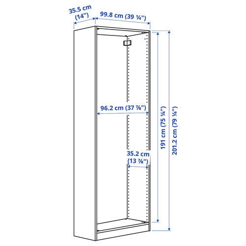 PAX Wardrobe frame, dark grey, 100x35x201 cm