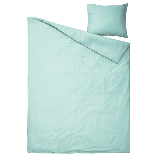 GUCKUSKO Duvet cover and pillowcase, light turquoise, 150x200/50x60 cm