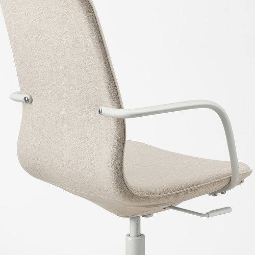 LÅNGFJÄLL Office chair with armrests, Gunnared beige/white, 68x68 cm