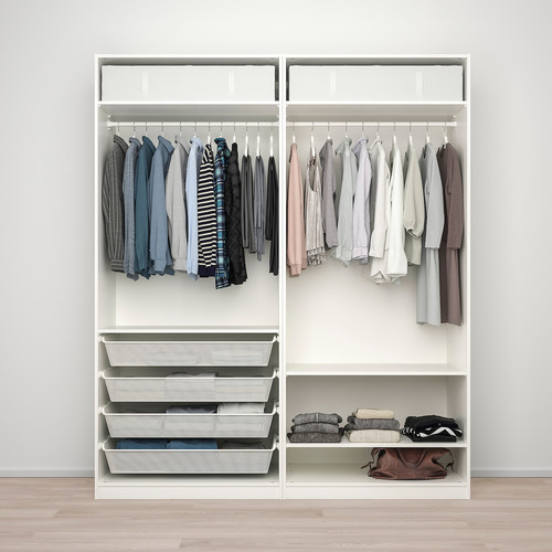 PAX / FARDAL/ÅHEIM Wardrobe combination, high-gloss white/mirror glass, 200x60x236 cm