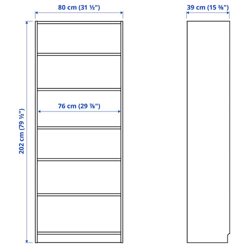 BILLY Bookcase, white, 80x40x202 cm