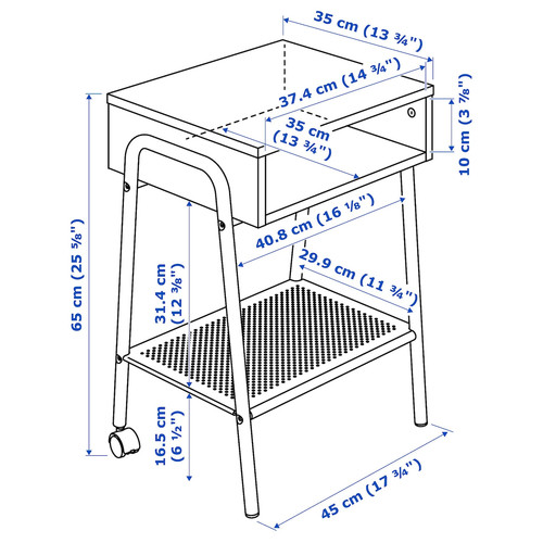 SETSKOG Nightstand, black, 45x35 cm