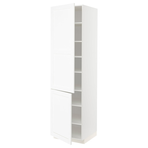 METOD High cabinet with shelves/2 doors, white Enköping/white wood effect, 60x60x220 cm