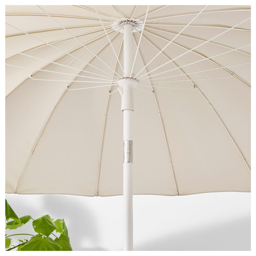 SAMSÖ Patio umbrella with base, beige, Grytö dark grey