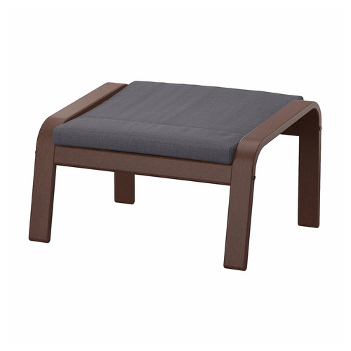 POÄNG Footstool, brown, Skiftebo dark grey