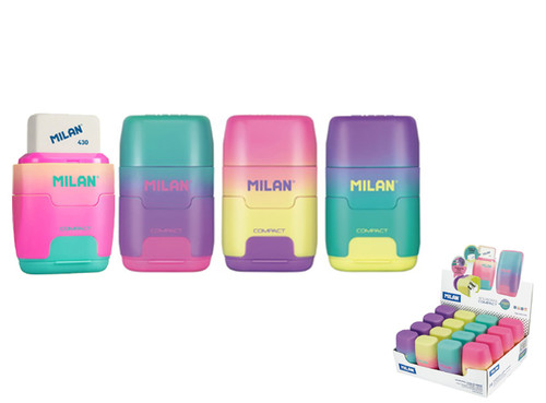 Milan Sharpener & Eraser 2in1 Compact Sunset 16pcs