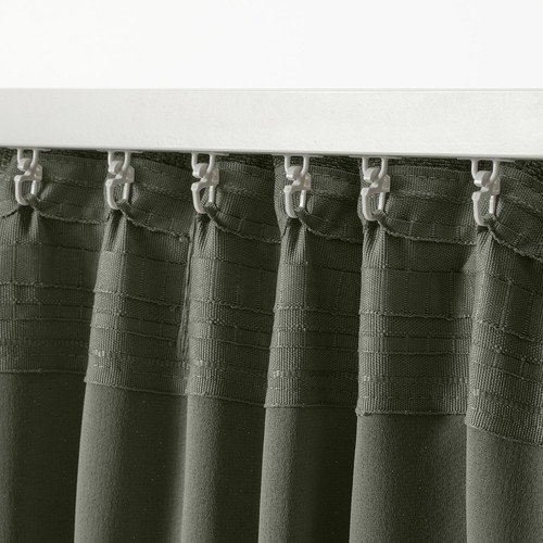 ANNAKAJSA Room darkening curtains, 1 pair, dark green, 145x300 cm