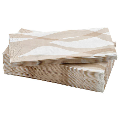 KRUSTISTEL Paper napkin, patterned/white light beige, 38x38 cm, 30 pack