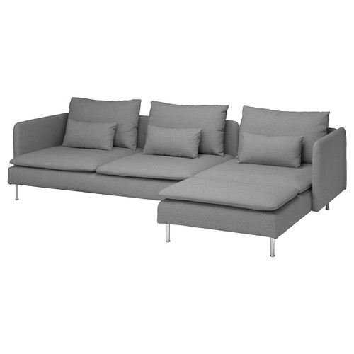 SÖDERHAMN 4-seat sofa with chaise longue, Tonerud grey