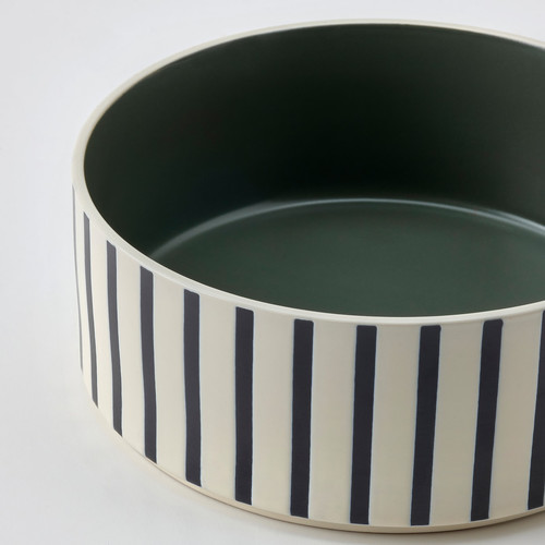 UTSÅDD Pet bowl, stripe pattern black-blue/grey-green, 19 cm