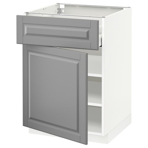 METOD / MAXIMERA Base cabinet with drawer/door, white/Bodbyn grey, 60x60 cm