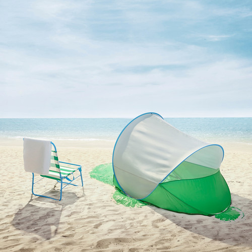 STRANDÖN Beach chair, white green/blue