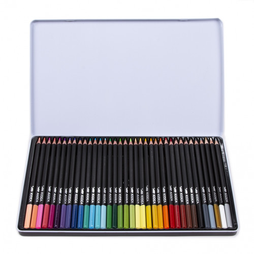 Kidea Triangular Coloured Pencils 36 Colours in Metal Box