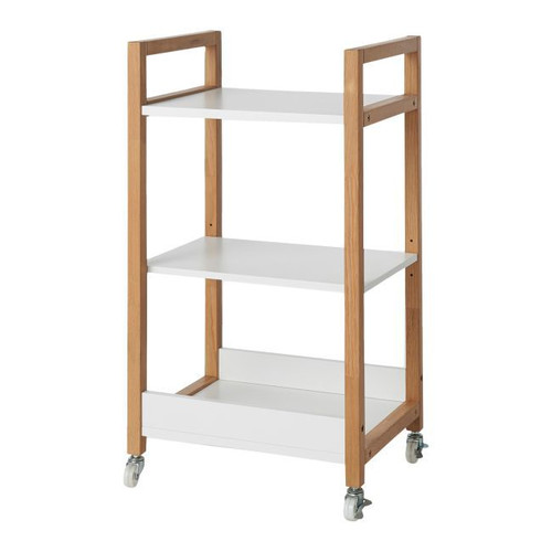 GoodHome Bathroom Trolley Nantua, white/wood