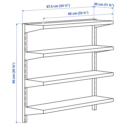 BROR Wall shelf combination, black, 88x30x90 cm
