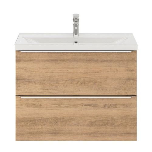 Goodhome Wall-mounted Basin Cabinet Imandra Slim 80cm, oak