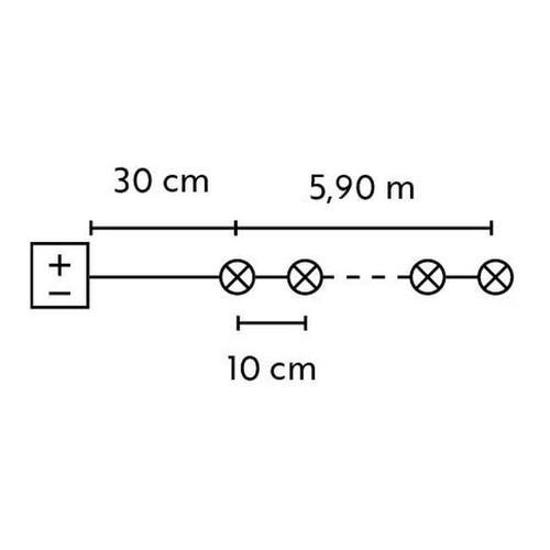 Christmas Lights In-/Outdor 60 LED 5.9m, battery-operated, timer, warm white