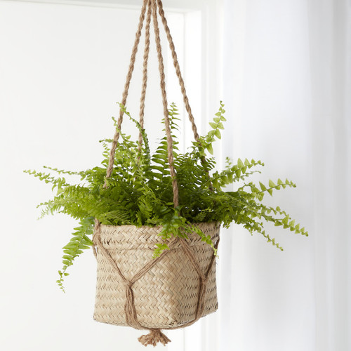 GoodHome Hanging Planter 12cm, sea grass