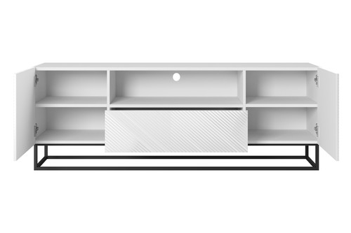 TV Cabinet Asha 167 cm, metal legs, high-gloss white