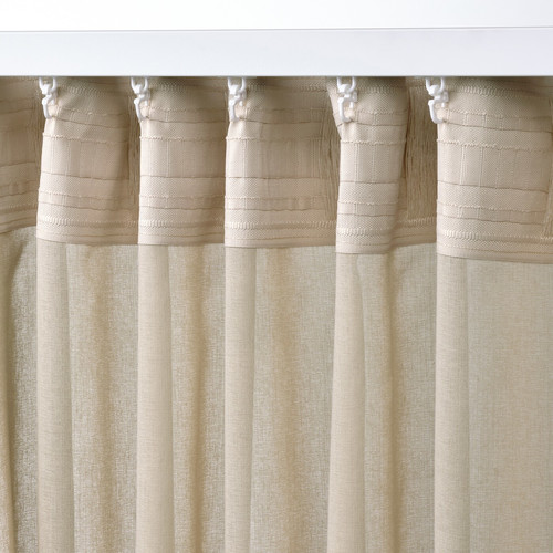 ROSENROBINIA Sheer curtains, 1 pair, beige, 145x300 cm