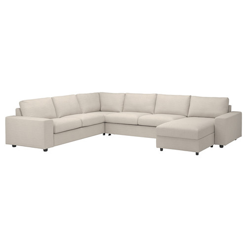 VIMLE Crnr sofa-bed, 5-seat w chaise lng, with wide armrests/Gunnared beige