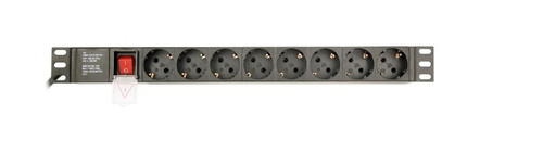 Gembird Power Distribution Unit, 8 Schuko Sockets EU, 1U, 16A, C14 plug 3m