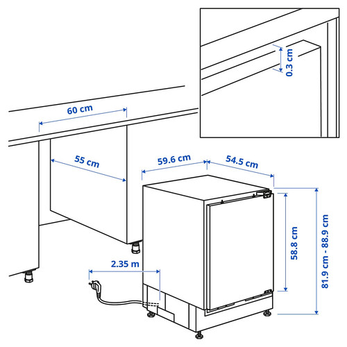 GENOMFRYSA Under counter freezer, IKEA 500 integrated, 91 l