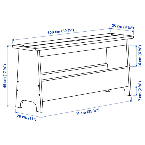 PERJOHAN Bench with storage, pine, 100 cm