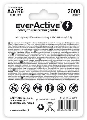 EverActive Silver Line R6/AA 2000mAh Batteries 4 Pack