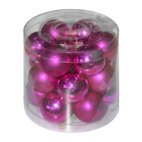 Christmas Baubles Set 3cm, pink, glass, 18pcs