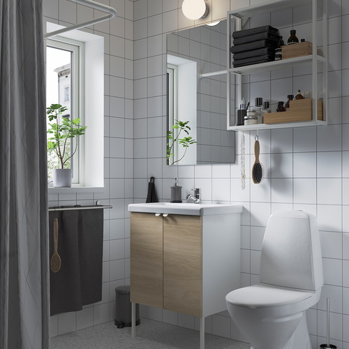 ENHET Bathroom, white/oak effect, 64x43x87 cm