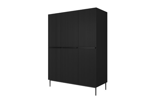 Wardrobe Nicole 150 cm, matt black, black handles and legs