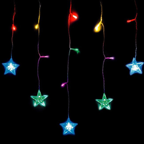 Christmas Curtain Lights Indoor 14 LED 1m, battery-operated, multicolour, clear cable