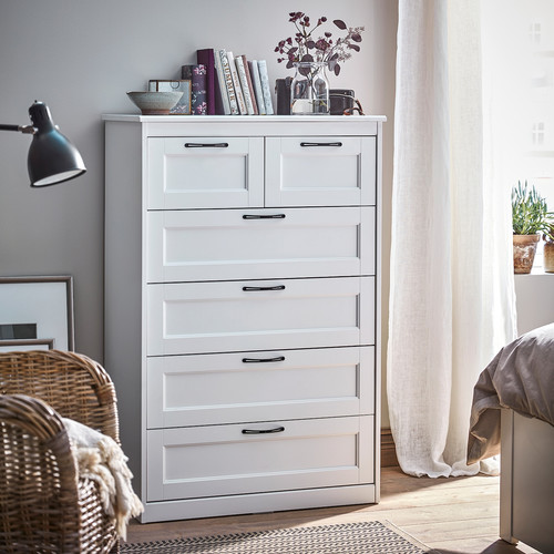 SONGESAND Chest of 6 drawers, white, 82x126 cm