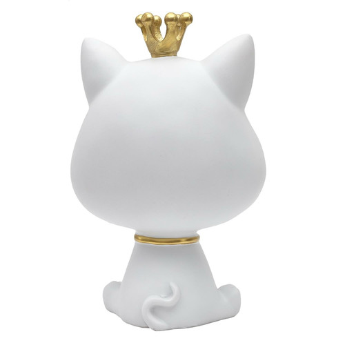 Decorative Figure with Storage Cat, white/gold