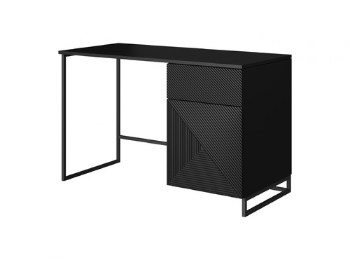 Desk with Drawer Asha 120 cm, matt black, black frame